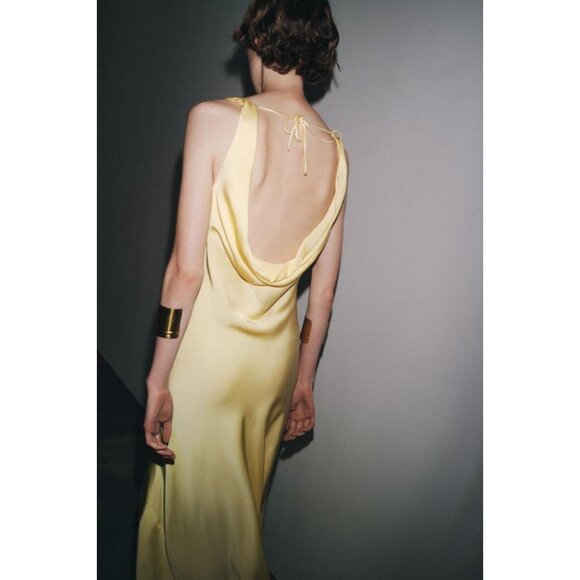 ZARA ZW COLLECTION SATIN LONG DRESS - Picture 4 of 10